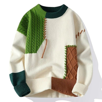 🧶 Premium Colorblock Cable Knit Sweater