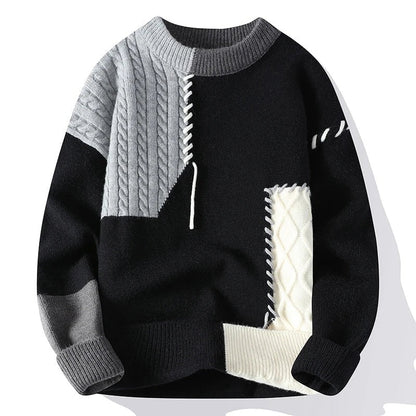 🧶 Premium Colorblock Cable Knit Sweater