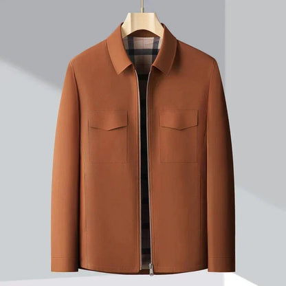 Premium Brown Plaid-Lined Casual Jacket