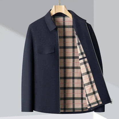 Premium Brown Plaid-Lined Casual Jacket
