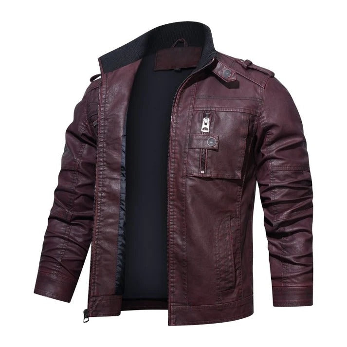Premium Black Leather-Style Biker Jacket